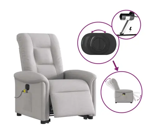 Elektrisks Stāvus Masāžas Atpūtas Krēsls Mākonis Pelēks Audums Vidaxl