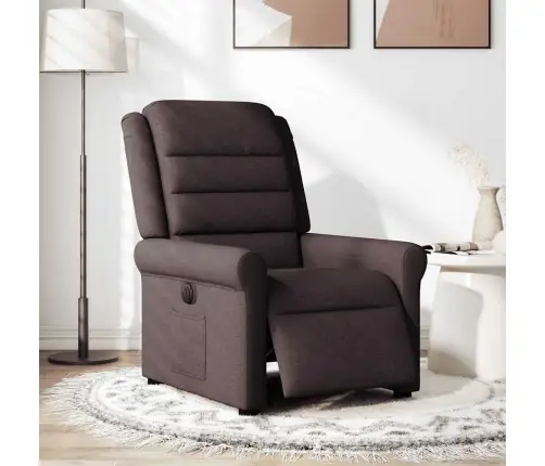 Elektrinis Atlošiamas Krėslas, Tamsiai Rudos Spalvos, Audinys