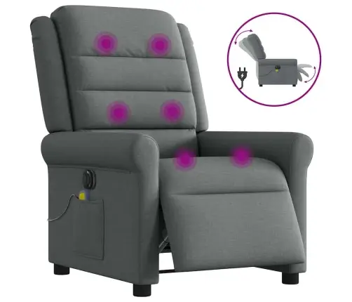 Elektrisks Masāžas Krēsls, Atgāžams, Tumši Pelēks Audums Vidaxl