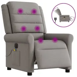 Elektrisks Masāžas Krēsls, Atgāžams, Pelēkbrūns Audums Vidaxl