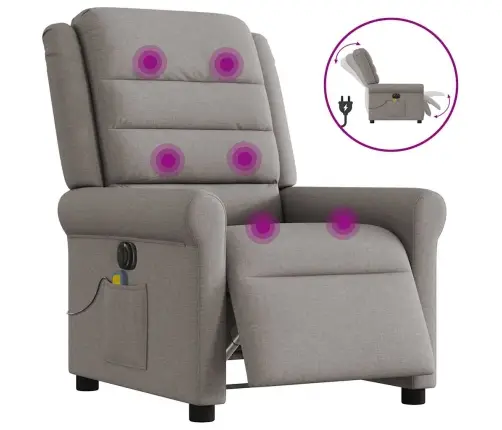 Elektrisks Masāžas Krēsls, Atgāžams, Pelēkbrūns Audums Vidaxl