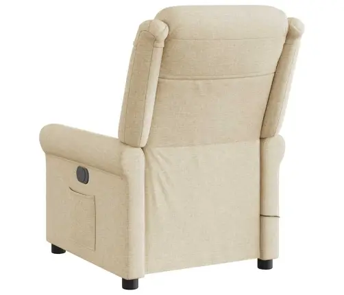 Elektrisks Masāžas Krēsls, Atgāžams, Krēmkrāsas Audums Vidaxl