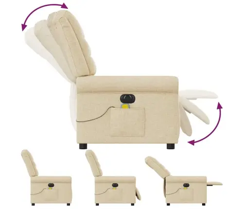 Elektrisks Masāžas Krēsls, Atgāžams, Krēmkrāsas Audums Vidaxl