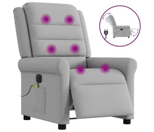 Elektrisks Masāžas Krēsls, Atgāžams, Mākonis Pelēks Audums Vidaxl