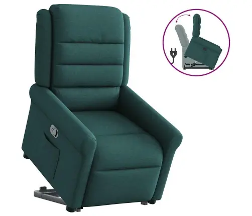 Atpūtas Krēsls, Paceļams, Atgāžams, Tumši Zaļš Audums Vidaxl