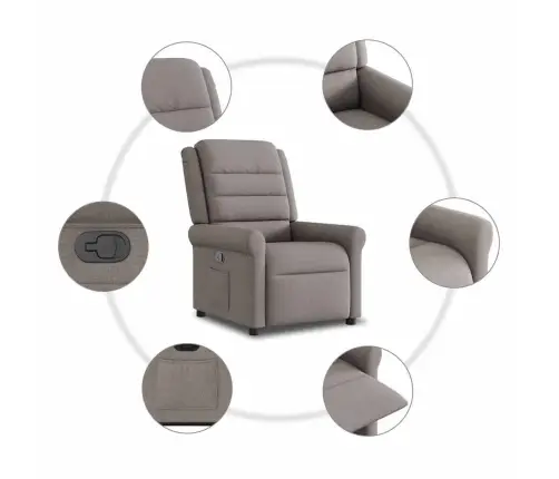 Atpūtas Krēsls, Paceļams, Atgāžams, Pelēkbrūns Audums Vidaxl