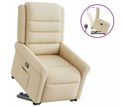 Atsistojantis Atlošiamas Krėslas, Kreminės Spalvos, Audinys