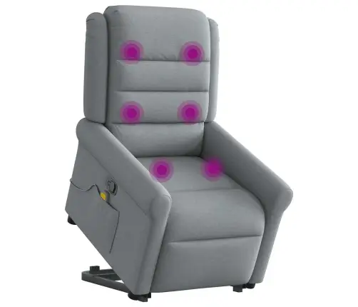 Masāžas Krēsls, Paceļams, Atgāžams, Gaiši Pelēks Audums Vidaxl