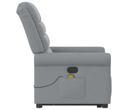 Masāžas Krēsls, Paceļams, Atgāžams, Gaiši Pelēks Audums Vidaxl