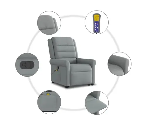 Masāžas Krēsls, Paceļams, Atgāžams, Gaiši Pelēks Audums Vidaxl