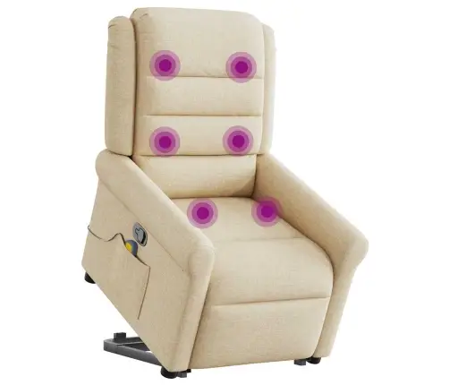 Masāžas Krēsls, Paceļams, Atgāžams, Krēmkrāsas Audums Vidaxl