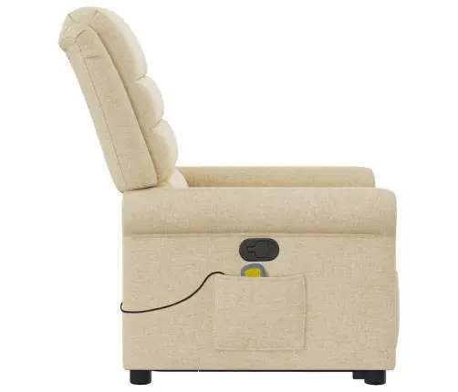 Masāžas Krēsls, Paceļams, Atgāžams, Krēmkrāsas Audums Vidaxl