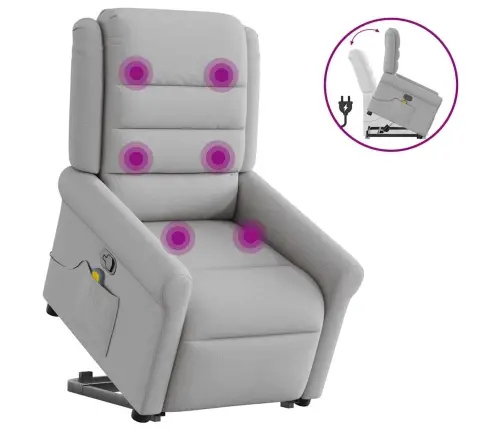 Masāžas Krēsls, Paceļams, Atgāžams, Mākonis Pelēks Audums Vidaxl