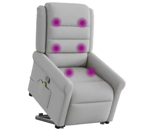 Masāžas Krēsls, Paceļams, Atgāžams, Mākonis Pelēks Audums Vidaxl