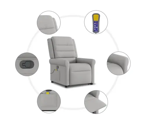 Masāžas Krēsls, Paceļams, Atgāžams, Mākonis Pelēks Audums Vidaxl