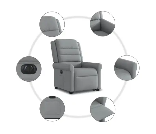 Elektrisks Atpūtas Krēsls Paceļams/Atgāžams Gaiši Pelēks Audums Vidaxl