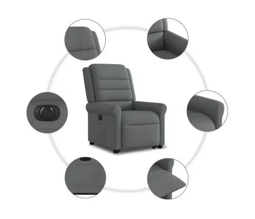Elektrisks Atpūtas Krēsls, Paceļams, Atgāžams, Pelēks Audums Vidaxl