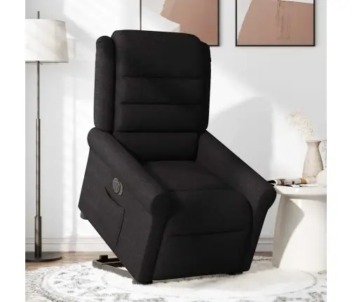 Elektrinis Atsistojantis Atlošiamas Krėslas, Juodas, Audinys