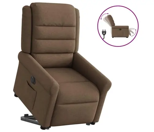 Elektrisks Atpūtas Krēsls, Paceļams, Atgāžams, Brūns Audums Vidaxl