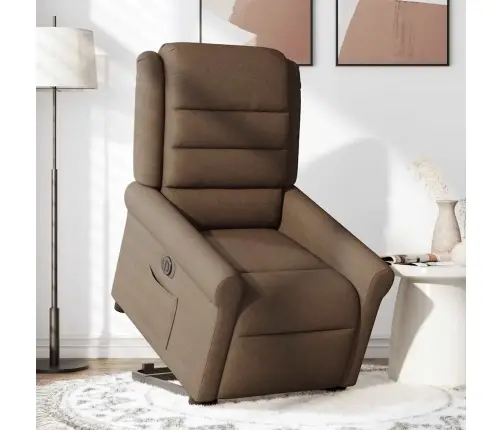 Elektrisks Atpūtas Krēsls, Paceļams, Atgāžams, Brūns Audums Vidaxl