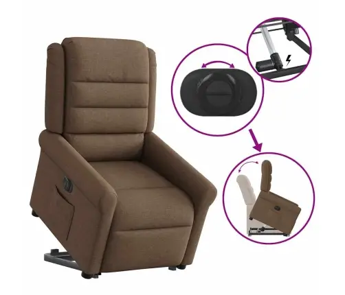 Elektrisks Atpūtas Krēsls, Paceļams, Atgāžams, Brūns Audums Vidaxl