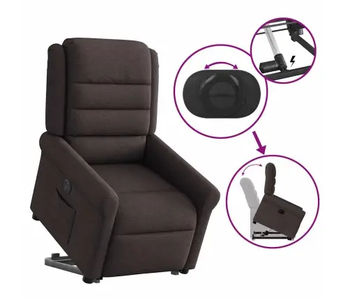 Atsistojantis Atlošiamas Krėslas, Tamsiai Rudas, Audinys