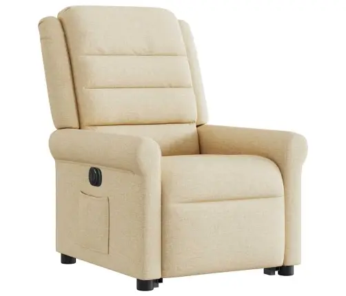 Elektrinis Atsistojantis Atlošiamas Krėslas, Kreminis, Audinys