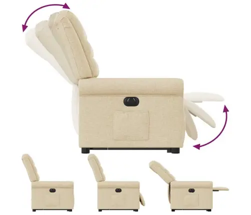 Elektrinis Atsistojantis Atlošiamas Krėslas, Kreminis, Audinys