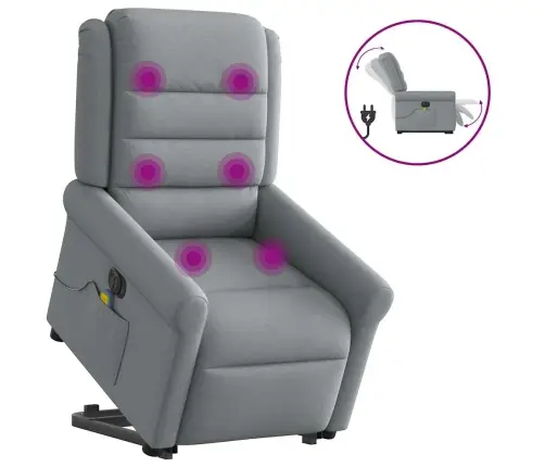 Elektriline Püsti Tõusmist Toetav Massaažitool, Helehall Kangas