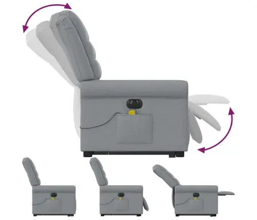 Elektriline Püsti Tõusmist Toetav Massaažitool, Helehall Kangas