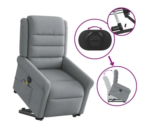 Elektriline Püsti Tõusmist Toetav Massaažitool, Helehall Kangas