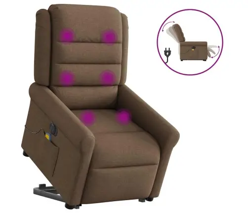 Atsistojantis Elektrinis Masažinis Krėslas, Rudas, Audinys