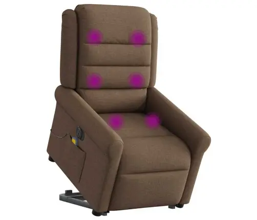 Atsistojantis Elektrinis Masažinis Krėslas, Rudas, Audinys