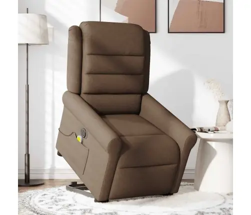 Atsistojantis Elektrinis Masažinis Krėslas, Rudas, Audinys