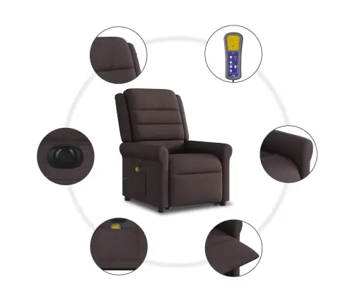 Elektrisks Masāžas Krēsls, Paceļams, Atgāžams, Brūns Audums Vidaxl