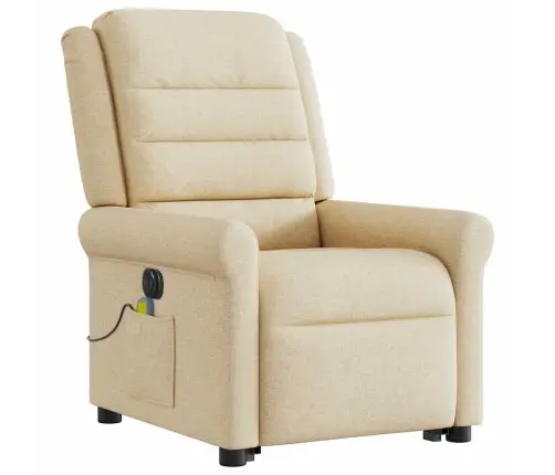 Elektrisks Masāžas Krēsls, Paceļams, Krēmkrāsas Audums Vidaxl