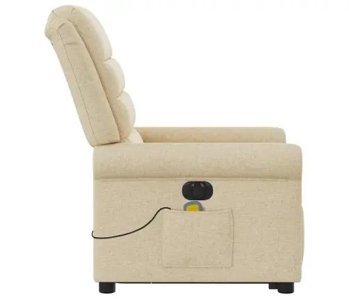Elektrisks Masāžas Krēsls, Paceļams, Krēmkrāsas Audums Vidaxl
