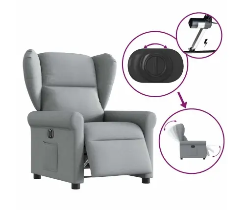 Elektrisks Atpūtas Krēsls, Atgāžams, Gaiši Pelēks Audums Vidaxl