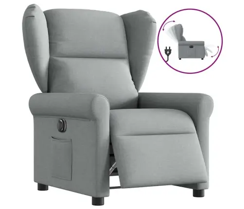 Elektrisks Atpūtas Krēsls, Atgāžams, Gaiši Pelēks Audums Vidaxl