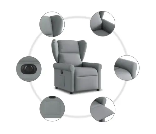 Elektrisks Atpūtas Krēsls, Atgāžams, Gaiši Pelēks Audums Vidaxl