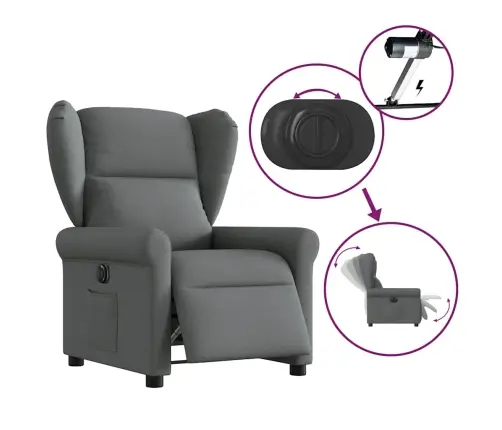 Elektrinis Atlošiamas Krėslas, Tamsiai Pilkos Spalvos, Audinys