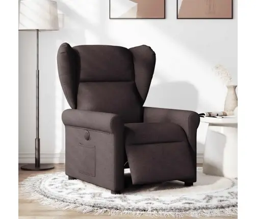 Elektrisks Atpūtas Krēsls, Atgāžams, Tumši Brūns Audums Vidaxl