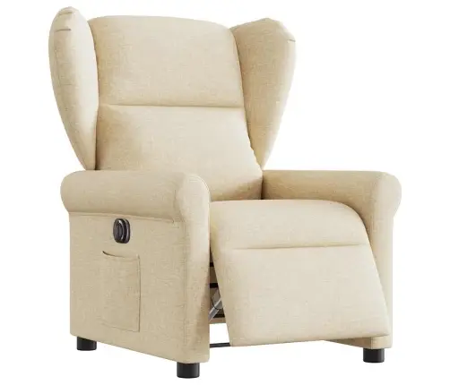 Elektrisks Atpūtas Krēsls, Atgāžams, Krēmkrāsas Audums Vidaxl