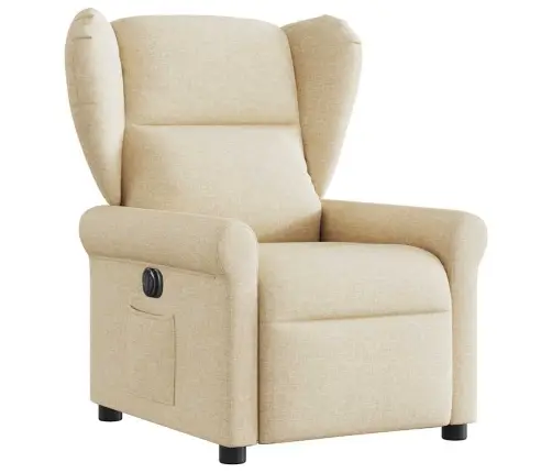 Elektrisks Atpūtas Krēsls, Atgāžams, Krēmkrāsas Audums Vidaxl