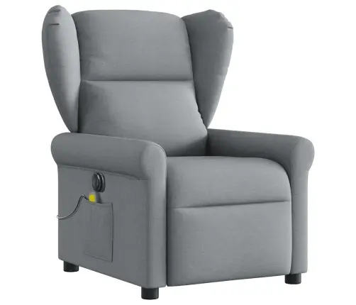 Elektrisks Masāžas Krēsls, Atgāžams, Gaiši Pelēks Audums Vidaxl