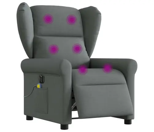 Elektrisks Masāžas Krēsls, Atgāžams, Tumši Pelēks Audums Vidaxl