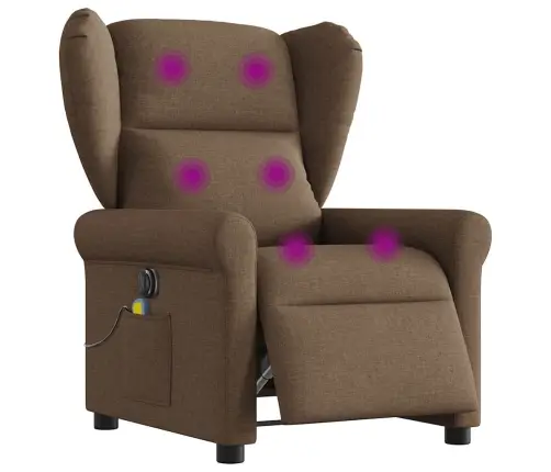 Elektrisks Masāžas Krēsls, Atgāžams, Brūns Audums Vidaxl