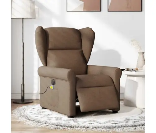 Elektrisks Masāžas Krēsls, Atgāžams, Brūns Audums Vidaxl