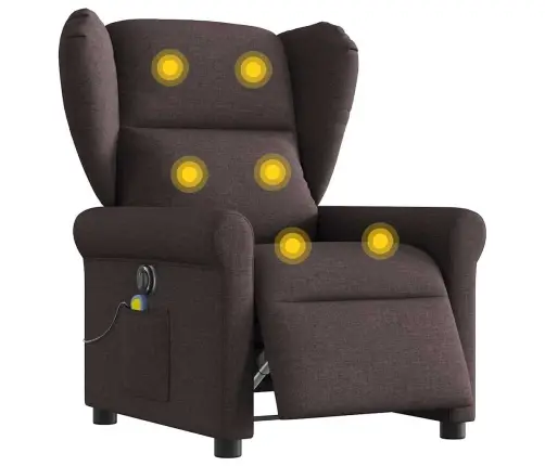 Elektrinis Atlošiamas Masažinis Krėslas, Tamsiai Rudas, Audinys