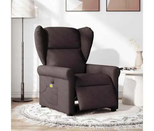 Elektrinis Atlošiamas Masažinis Krėslas, Tamsiai Rudas, Audinys